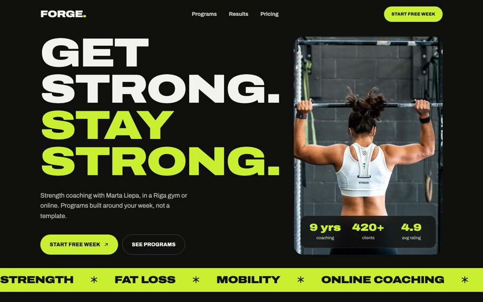 Forge, Personal trainer
