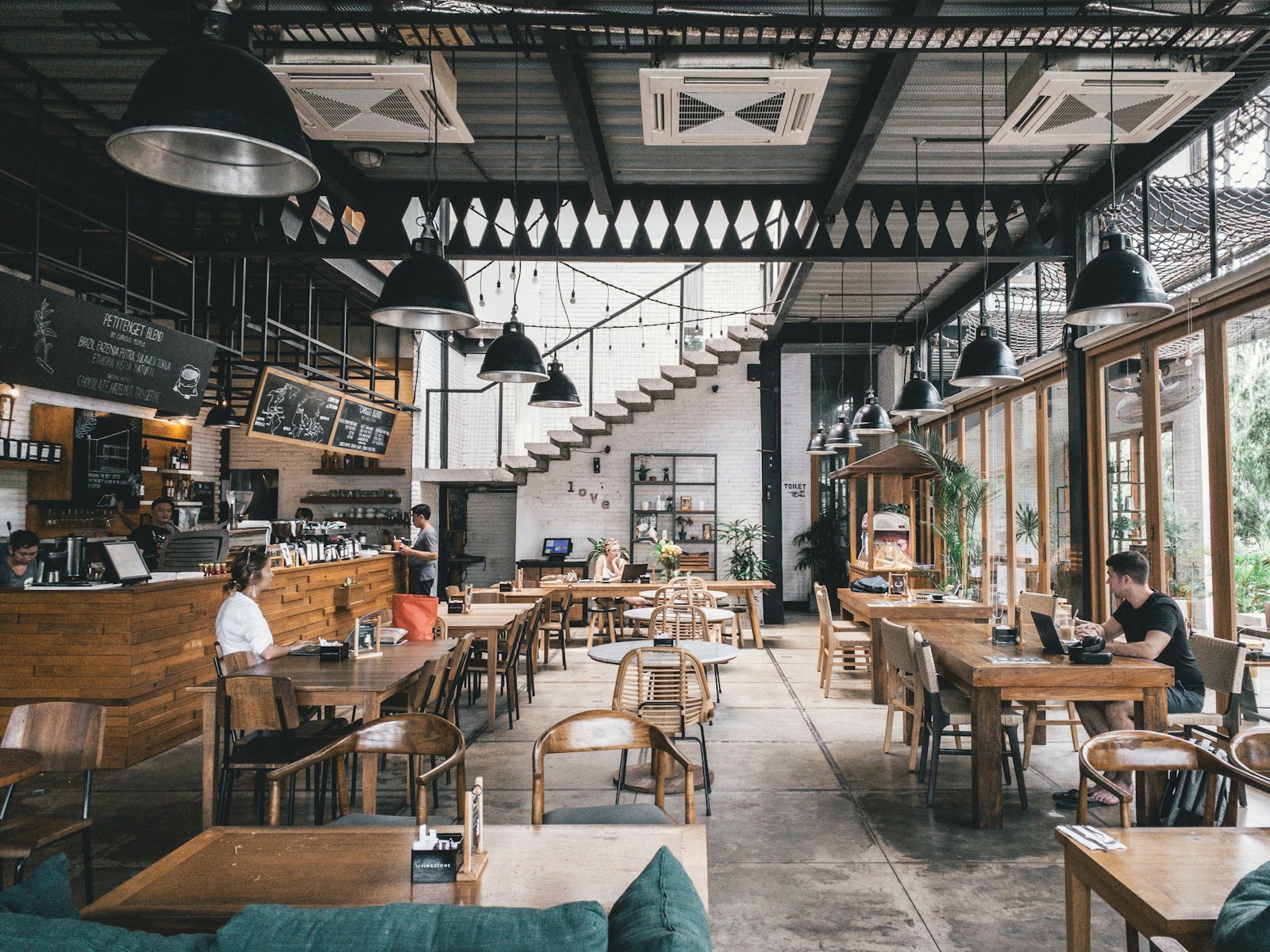 Warm restaurant dining room