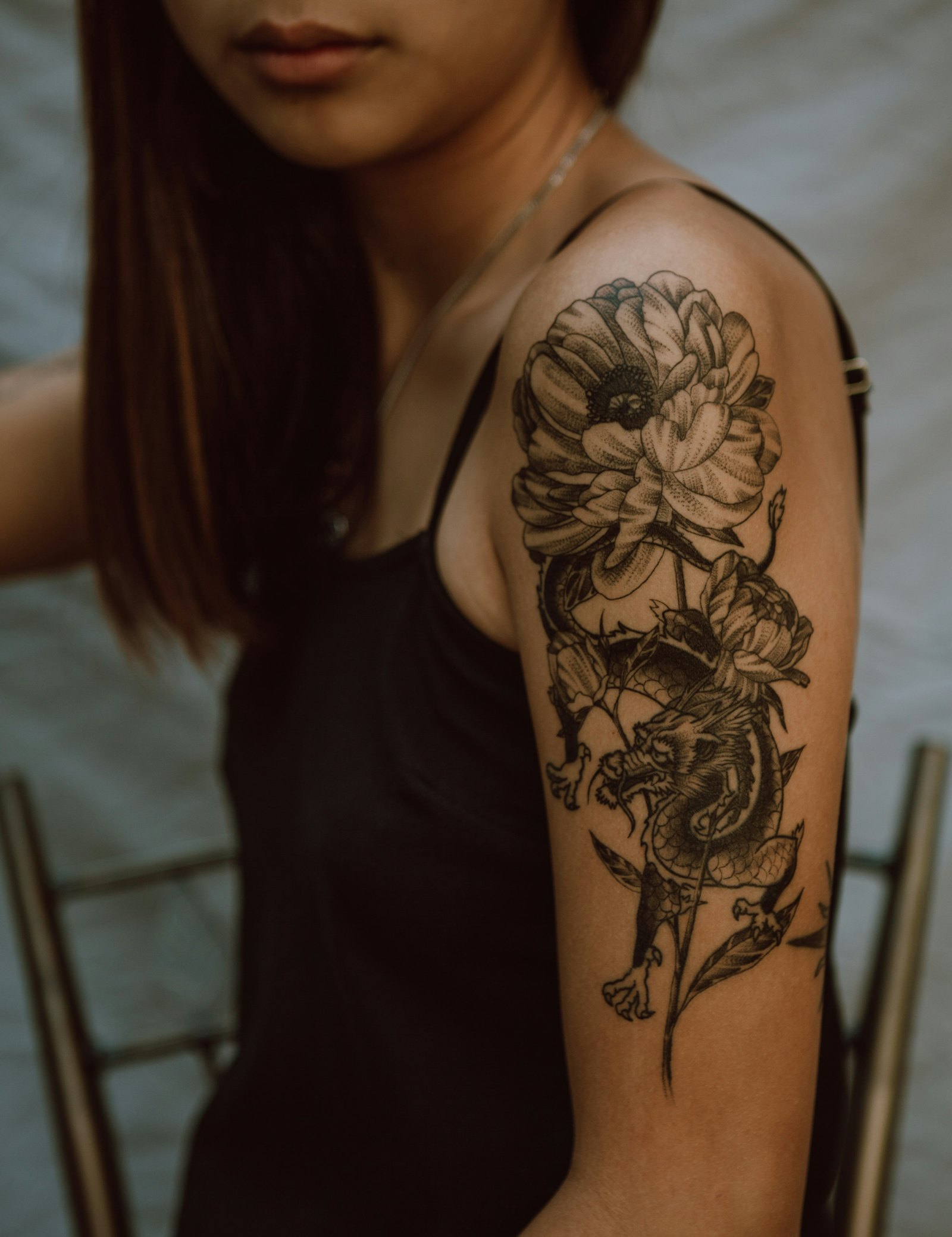 Floral blackwork sleeve tattoo
